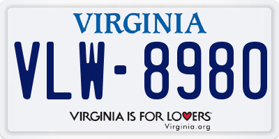 VA license plate VLW8980