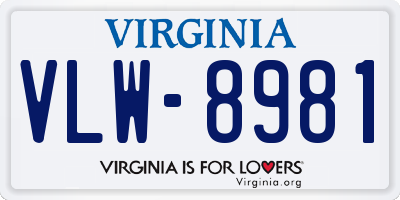 VA license plate VLW8981