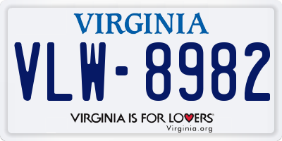 VA license plate VLW8982