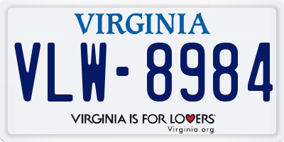 VA license plate VLW8984