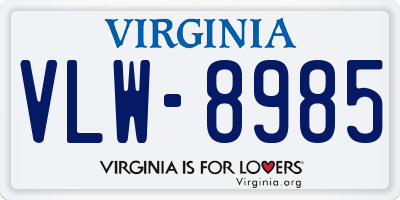 VA license plate VLW8985