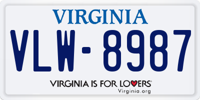 VA license plate VLW8987