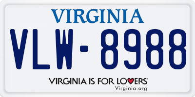 VA license plate VLW8988