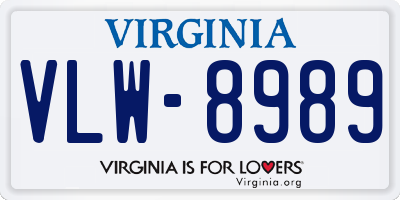 VA license plate VLW8989