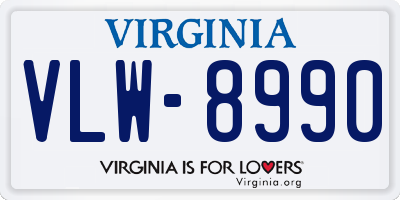 VA license plate VLW8990