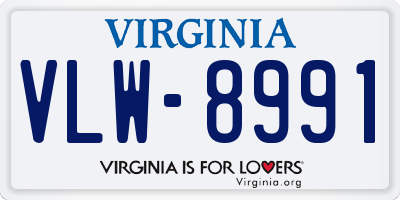 VA license plate VLW8991