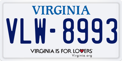 VA license plate VLW8993