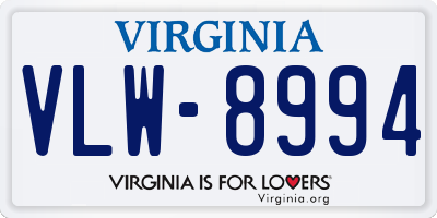 VA license plate VLW8994