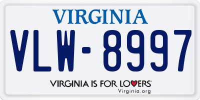 VA license plate VLW8997