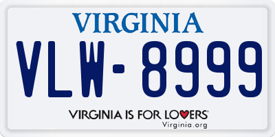 VA license plate VLW8999