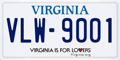 VA license plate VLW9001