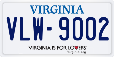 VA license plate VLW9002