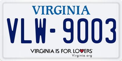 VA license plate VLW9003