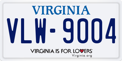 VA license plate VLW9004