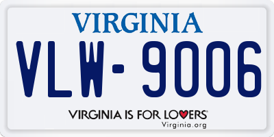 VA license plate VLW9006