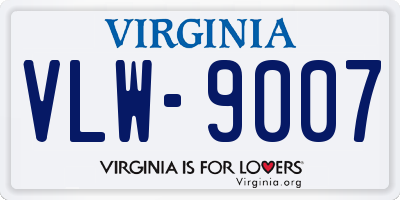 VA license plate VLW9007