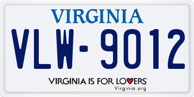 VA license plate VLW9012