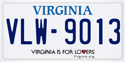 VA license plate VLW9013