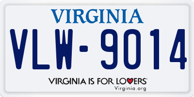 VA license plate VLW9014