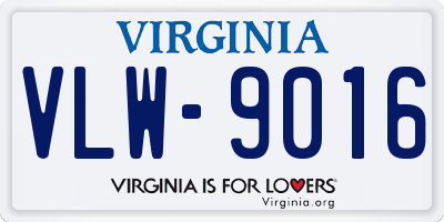 VA license plate VLW9016