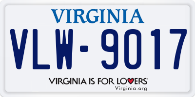 VA license plate VLW9017