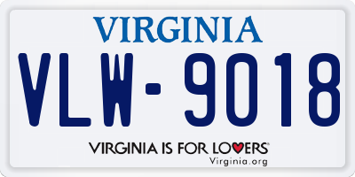 VA license plate VLW9018