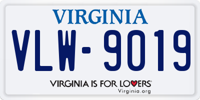 VA license plate VLW9019