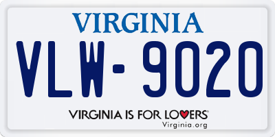 VA license plate VLW9020