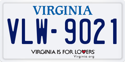 VA license plate VLW9021