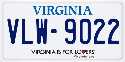 VA license plate VLW9022