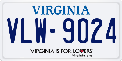 VA license plate VLW9024