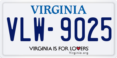 VA license plate VLW9025