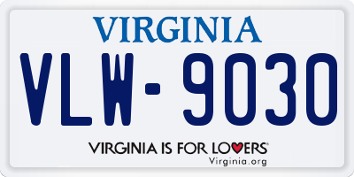 VA license plate VLW9030