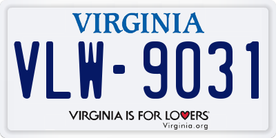 VA license plate VLW9031