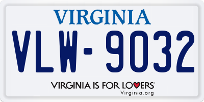 VA license plate VLW9032