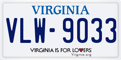 VA license plate VLW9033