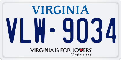 VA license plate VLW9034