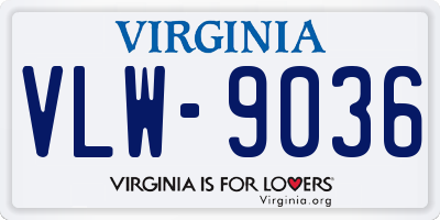 VA license plate VLW9036