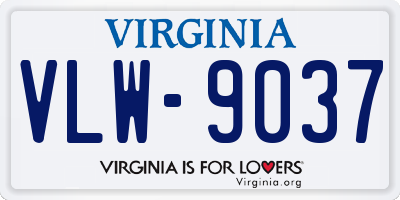 VA license plate VLW9037