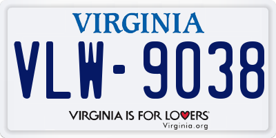 VA license plate VLW9038