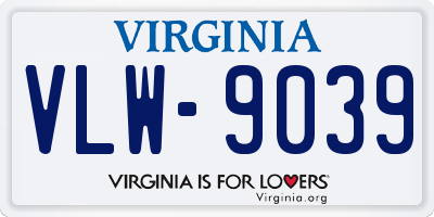 VA license plate VLW9039