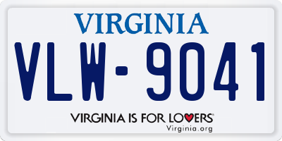 VA license plate VLW9041