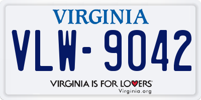 VA license plate VLW9042