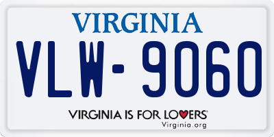 VA license plate VLW9060