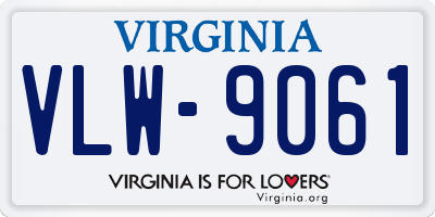 VA license plate VLW9061