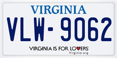 VA license plate VLW9062