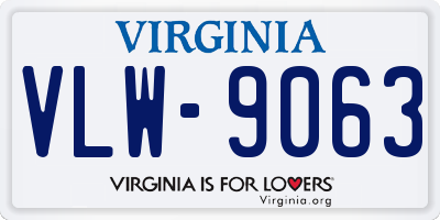 VA license plate VLW9063