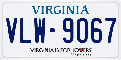 VA license plate VLW9067