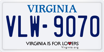 VA license plate VLW9070