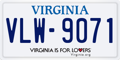 VA license plate VLW9071